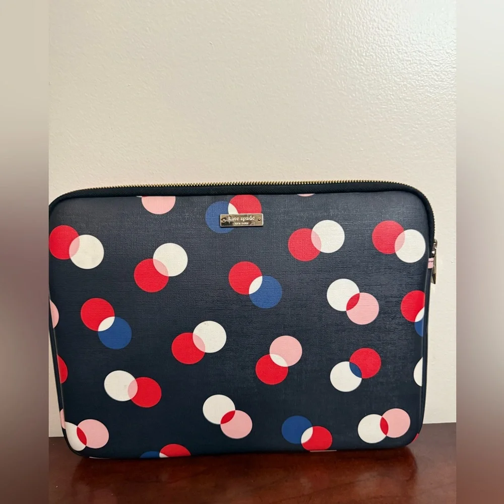 Kate Spade Bold Multicolor Polka Dot Laptop Sleeve 13x10x1.5